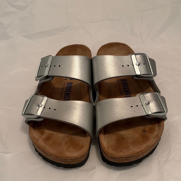 Birkenstock Silver Arizona Two-Strap Sandals - Picture 2 of 3